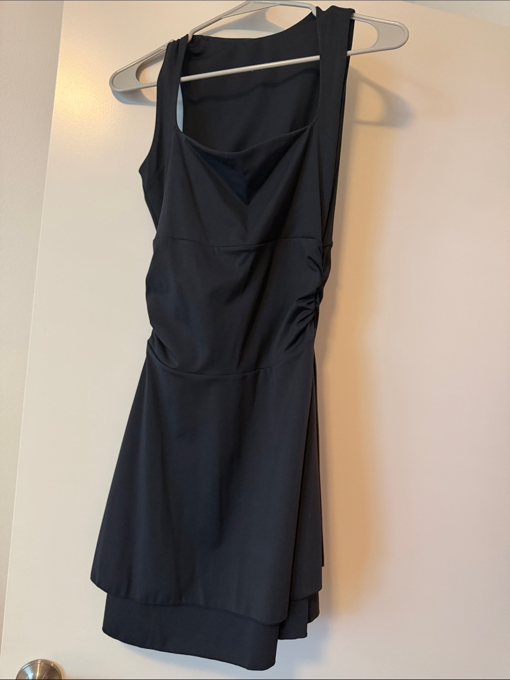 Classic Black Sleeveless Mini Dress with Subtle Gather